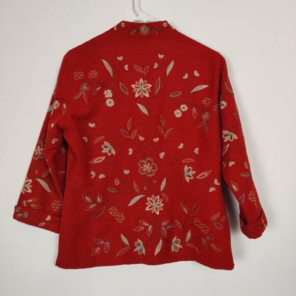 Silk Land Women's Embroidered 100% Silk Jacket Size Medium Bohemian Quiet Luxury - Picture 4 of 10